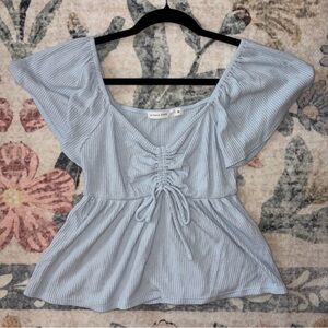 Altar'd State Light Blue Ruched Blouse